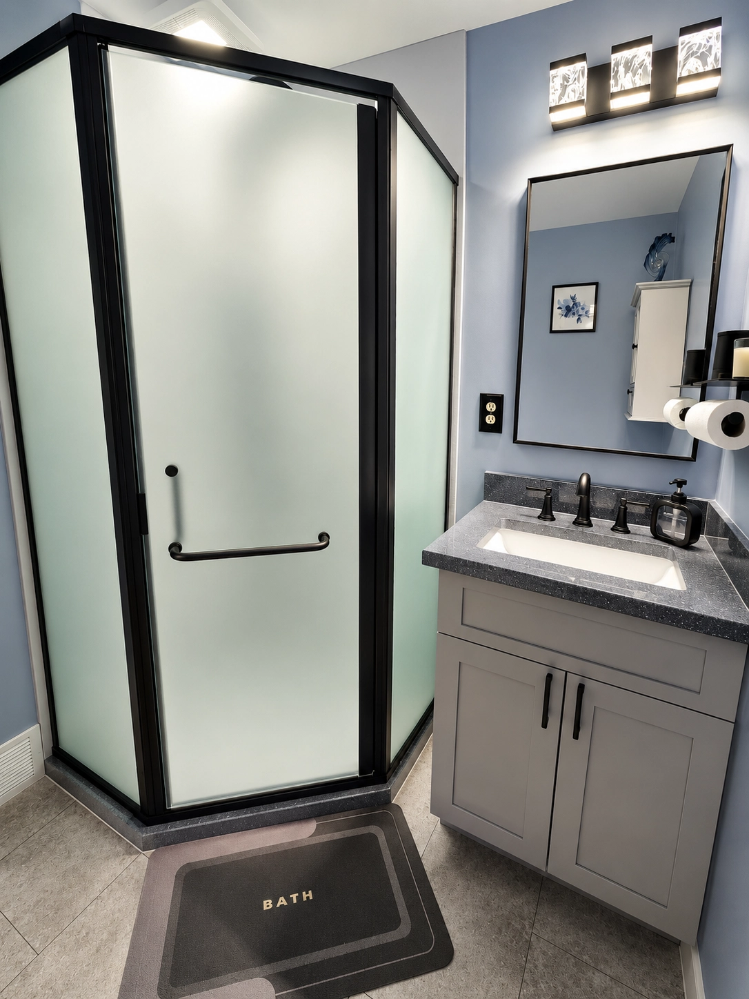 A small bathroom remodel completed by Bath Pros in Camillus, NY